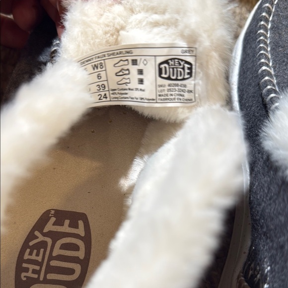 Hey Dude Denny Faux Shearling Gray Fur-Lined Women's Shoes- Unworn - Picture 8 of 11